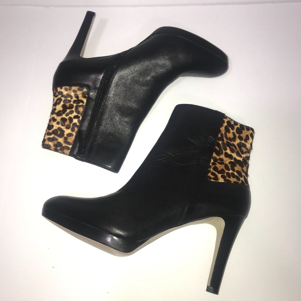 Tahari Serena Boot Leopard Print Calf Hair Accent